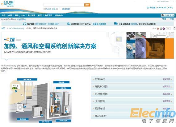 e絡盟提供的TE HVAC產品解決方案