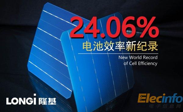 单晶PERC电池转换效率突破24%！隆基再次创造世界纪录