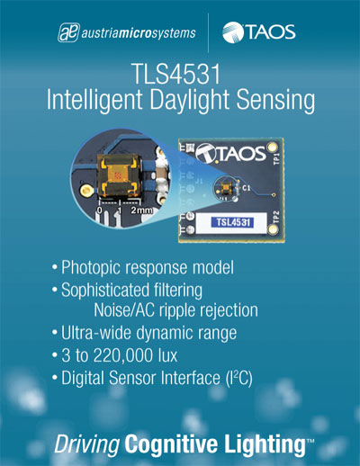 奧地利微電子推出光傳感器芯片TSL4531