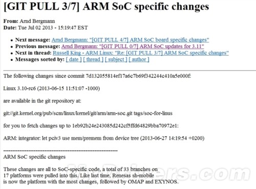 Linux 3.11支持更多ARM處理器相關(guān)平臺