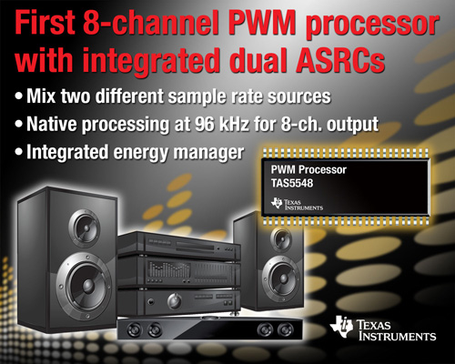 TI推雙通道異步取樣率轉(zhuǎn)換器的8通道處理器